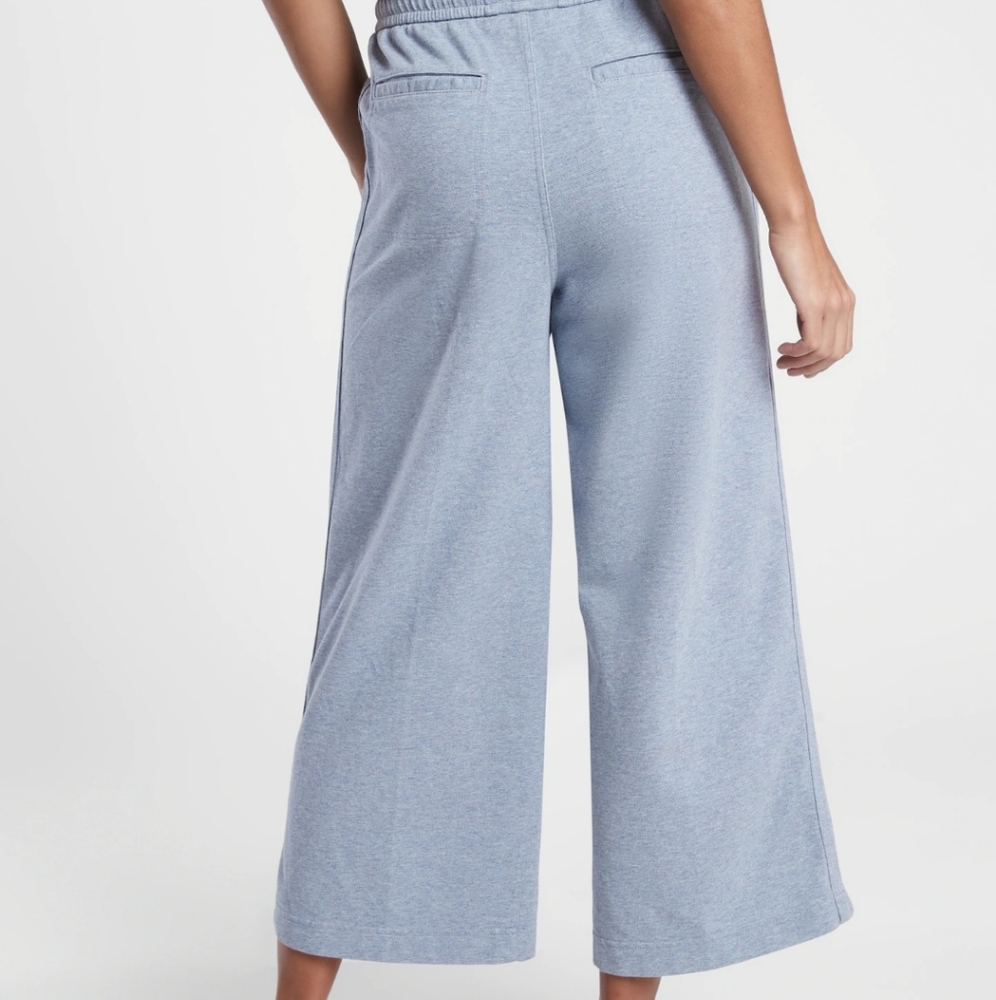 Athleta Farallon Heathered Light Blue Wide Leg Pants - Picture 2 of 8